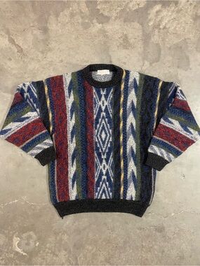 Vintage Norm Thompson Grandpa Made in Italy Wool Blend Knit Sweater